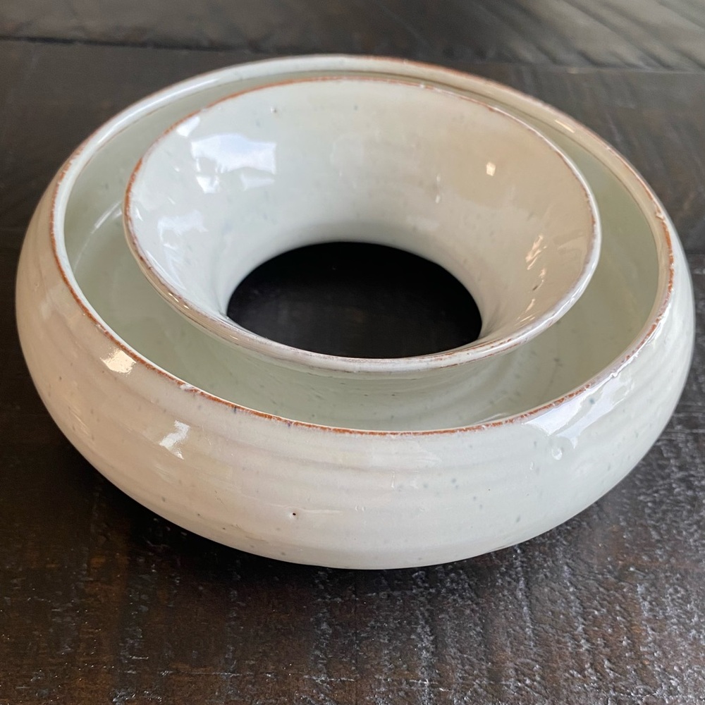 Dutch studio ceramic ring vase for Ikebana flower arrangements.